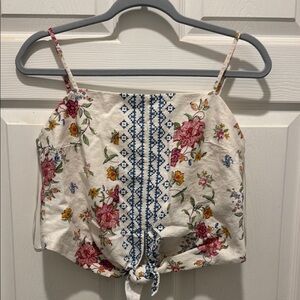 Rachel‎ Zoe Red and Yellow Tie Front Crop Top